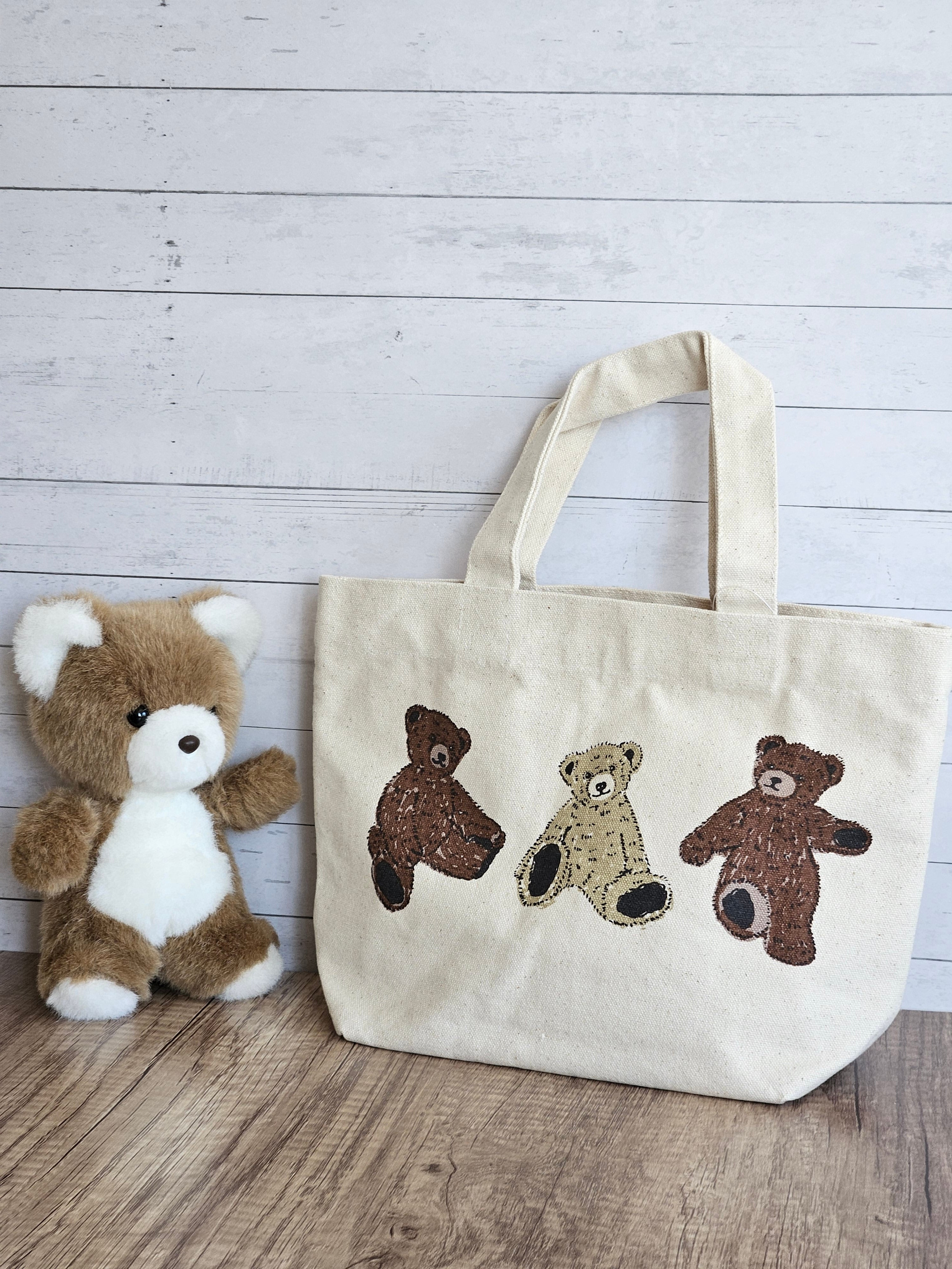 Dear Bear 泰迪熊刺繡迷你帆布包👜