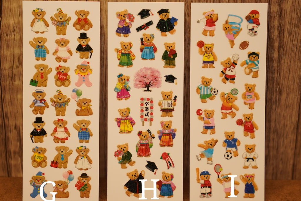 日本製｜泰迪熊閃粉貼紙 ✨️