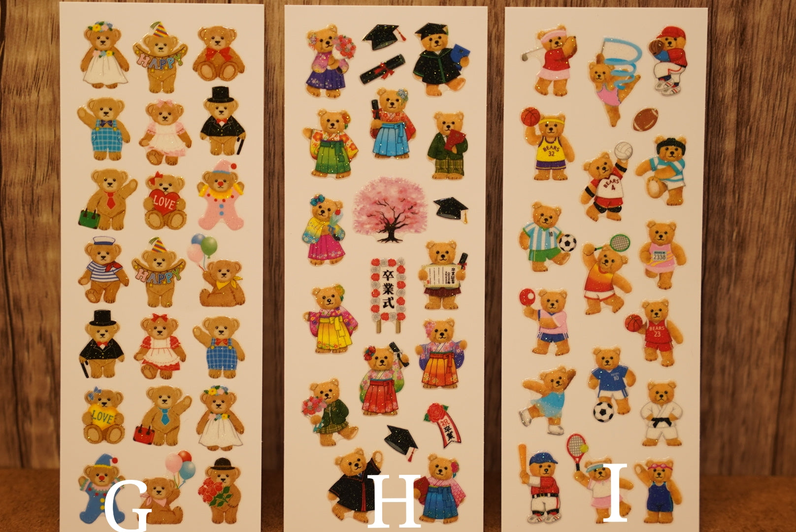 日本製｜泰迪熊閃粉貼紙 ✨️