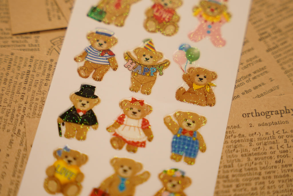 日本製｜泰迪熊閃粉貼紙 ✨️