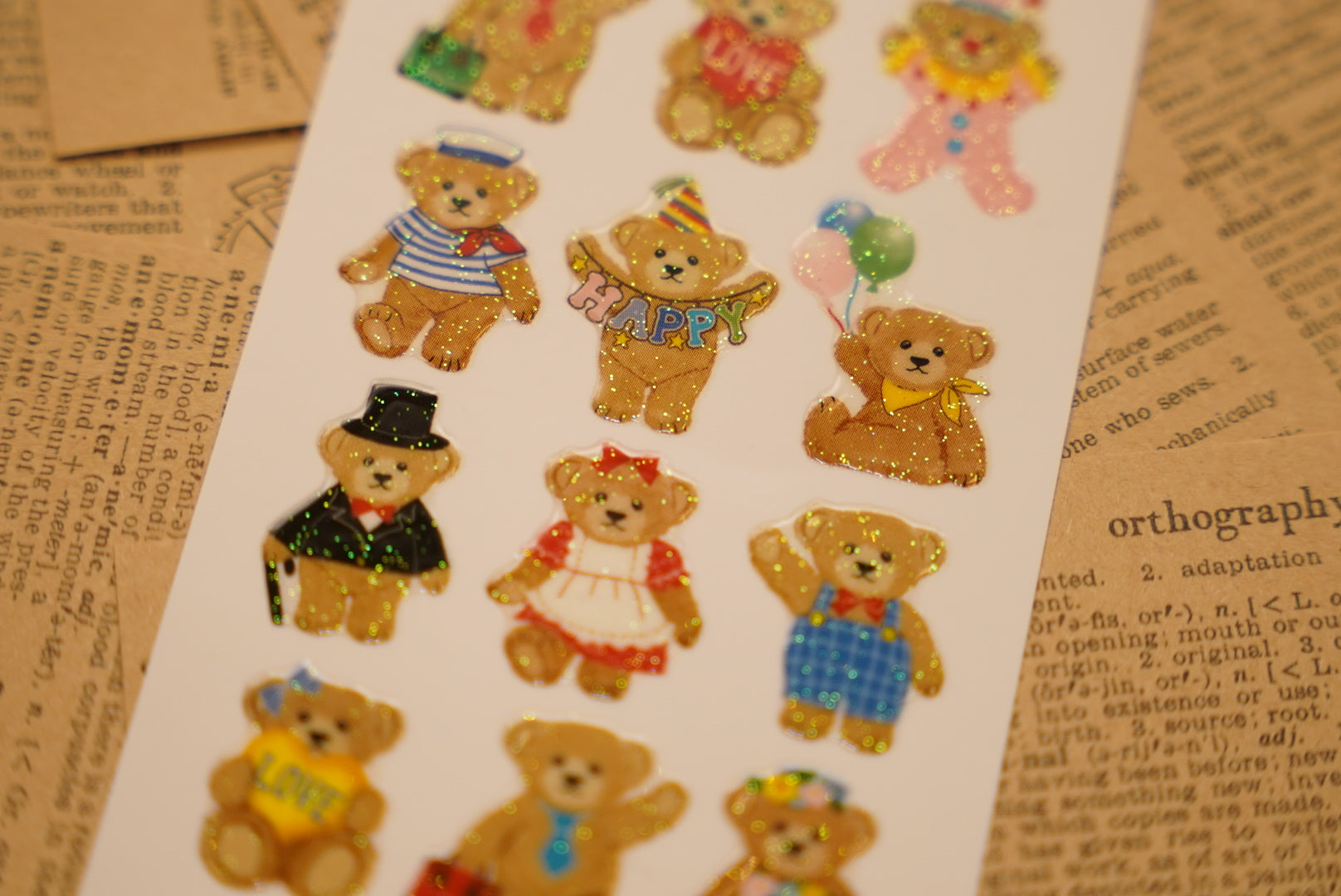 日本製｜泰迪熊閃粉貼紙 ✨️