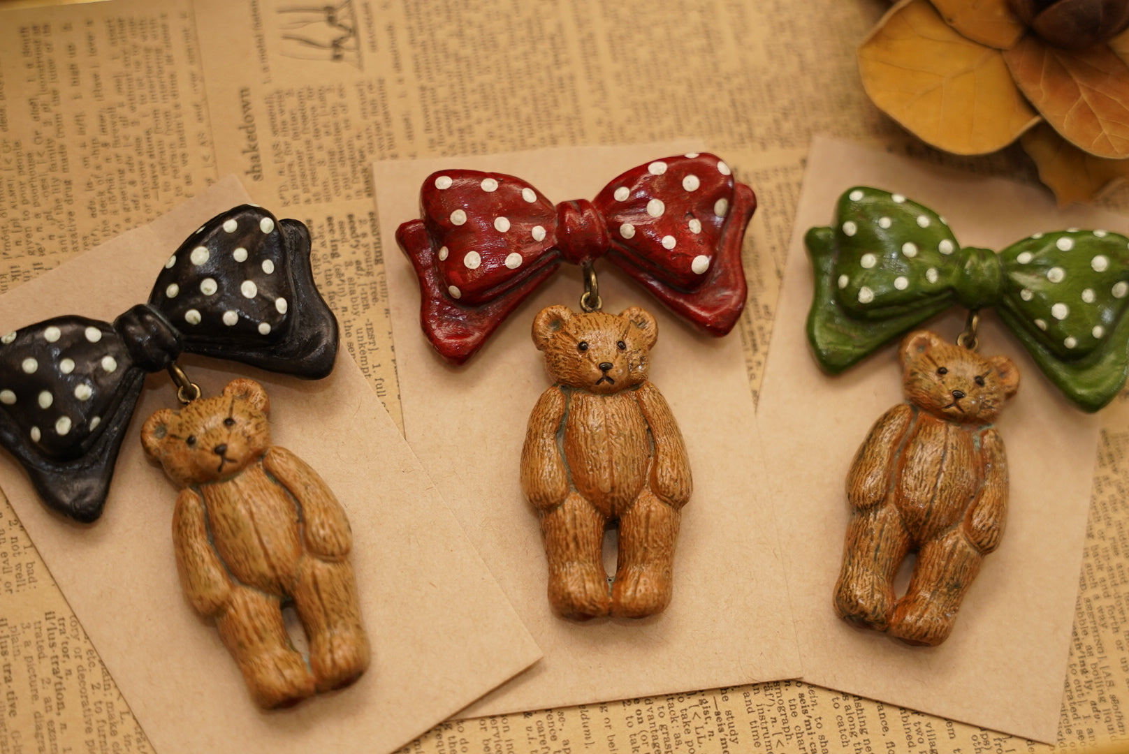 Harumoriji 復古泰迪熊胸針🪞